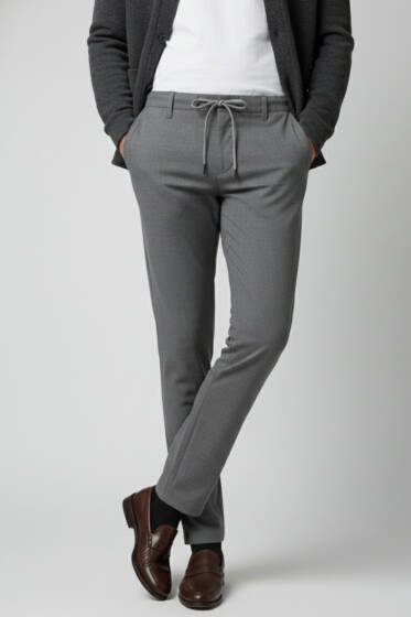 Bel Bağcık Detaylı Cepli Dar Paça Erkek Pantolon Füme - Erkek Pantolon