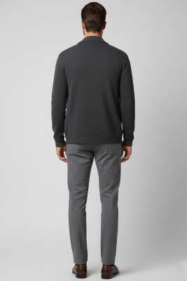 Bel Bağcık Detaylı Cepli Dar Paça Erkek Pantolon Füme - Erkek Pantolon