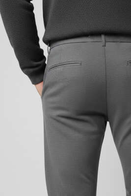 Bel Bağcık Detaylı Cepli Dar Paça Erkek Pantolon Füme - Erkek Pantolon