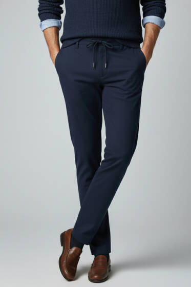 Bel Bağcık Detaylı Cepli Dar Paça Erkek Pantolon Koyu Lacivert - Erkek Pantolon