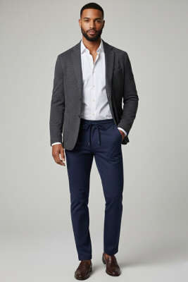 Bel Bağcık Detaylı Cepli Dar Paça Erkek Pantolon Lacivert - Erkek Pantolon