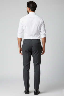 Bel Bağcık Detaylı Cepli Dar Paça Erkek Pantolon Füme - Erkek Pantolon