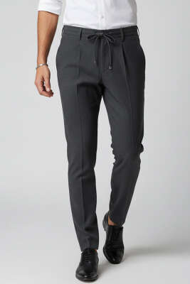 Bel Bağcık Detaylı Cepli Dar Paça Erkek Pantolon Füme - DİGA