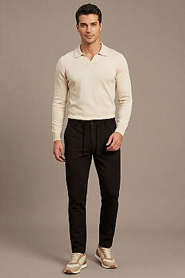 Bel Bağcık Detaylı Jogger Erkek Pantolon Acı Kahve - Yılın Fırsatı