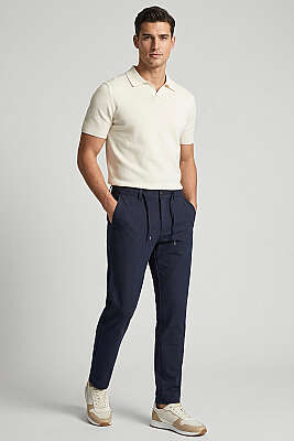 Bel Bağcık Detaylı Jogger Erkek Pantolon Koyu Lacivert - Yılın Fırsatı