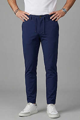 Bel Bağcık Detaylı Jogger Erkek Pantolon Lacivert 