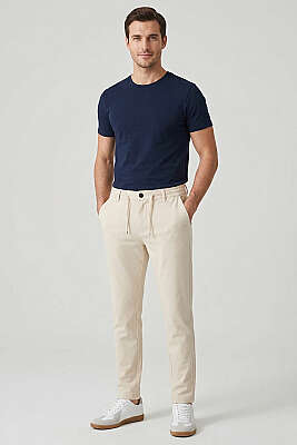 Bel Bağcık Detaylı Jogger Erkek Pantolon Taş - Yılın Fırsatı