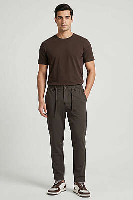 Bel Bağcık Detaylı Jogger Erkek Pantolon Vizon - Yılın Fırsatı