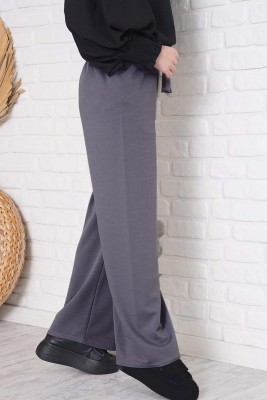 Bel Bağcıklı Bol Paça Füme Pantolon - Pantolon