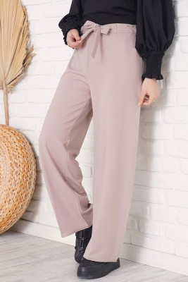 Bel Bağcıklı Bol Paça Taş Pantolon 