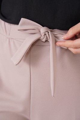 Bel Bağcıklı Bol Paça Taş Pantolon - Pantolon