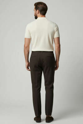 Bel Bağcıklı Dar Paça Erkek Pantolon Kahve - Erkek Pantolon