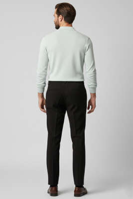 Bel Bağcıklı Dar Paça Erkek Pantolon Siyah - Erkek Pantolon