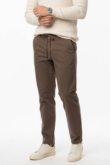 Bel Bağcıklı Erkek Pantolon Kahve - Erkek Pantolon
