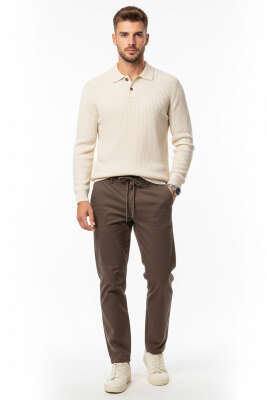 Bel Bağcıklı Erkek Pantolon Kahve - Erkek Pantolon