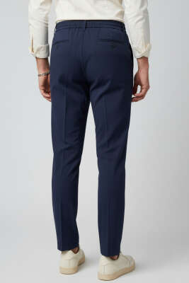 Bel Bağcıklı Lastikli Erkek Pantolon Lacivert - Erkek Pantolon