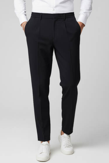 Bel Bağcıklı Lastikli Erkek Pantolon Siyah - Erkek Pantolon