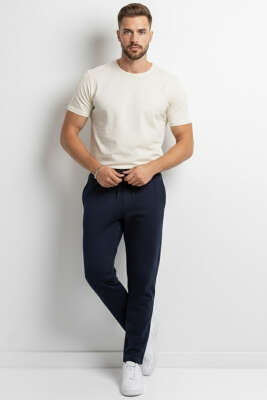 Bel Bağcıklı Likralı Eşofman Altı Lacivert - Erkek Eşofman Alt