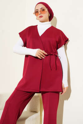 Bel Bağcıklı Scuba Yelekli İkili Takım Bordo - İkili Takım