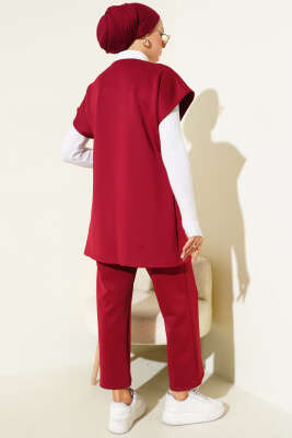 Bel Bağcıklı Scuba Yelekli İkili Takım Bordo - İkili Takım