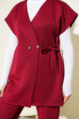 Bel Bağcıklı Scuba Yelekli İkili Takım Bordo - İkili Takım