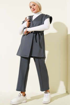 Bel Bağcıklı Scuba Yelekli İkili Takım Füme - TEGOE