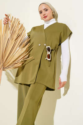 Bel Bağcıklı Scuba Yelekli İkili Takım Haki - İkili Takım