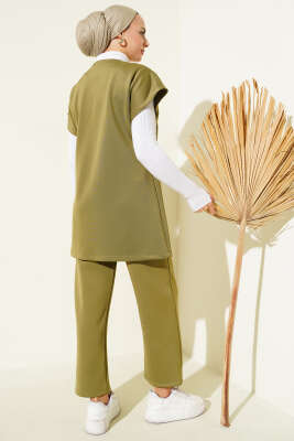 Bel Bağcıklı Scuba Yelekli İkili Takım Haki - İkili Takım