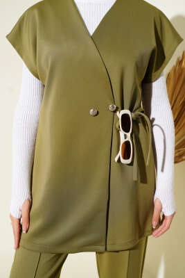 Bel Bağcıklı Scuba Yelekli İkili Takım Haki - İkili Takım