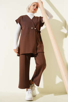 Bel Bağcıklı Scuba Yelekli İkili Takım Kahve - TEGOE