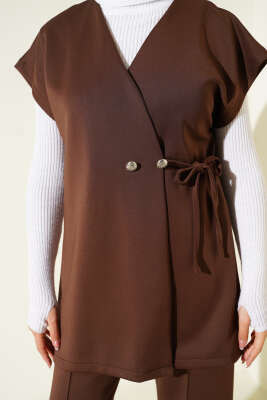 Bel Bağcıklı Scuba Yelekli İkili Takım Kahve - İkili Takım