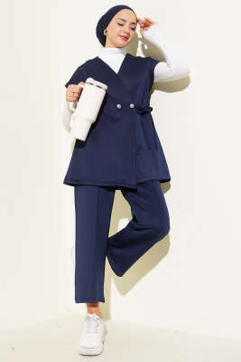 Bel Bağcıklı Scuba Yelekli İkili Takım Lacivert - TEGOE