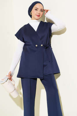 Bel Bağcıklı Scuba Yelekli İkili Takım Lacivert - İkili Takım