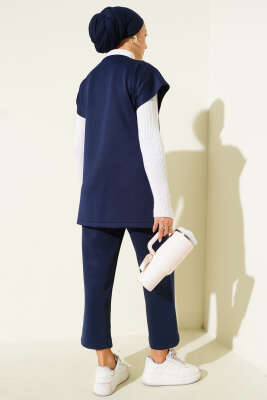 Bel Bağcıklı Scuba Yelekli İkili Takım Lacivert - İkili Takım