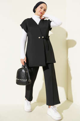 Bel Bağcıklı Scuba Yelekli İkili Takım Siyah - TEGOE