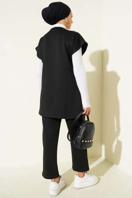 Bel Bağcıklı Scuba Yelekli İkili Takım Siyah - İkili Takım