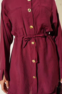 Bel Büzgülü Cepli İkili Takım Bordo - 700-1000 TL Ürünler