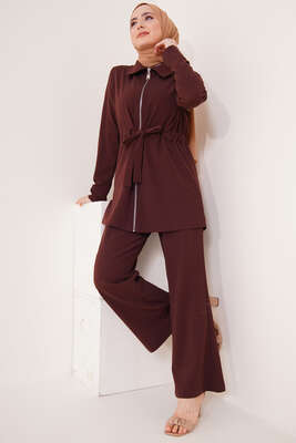 Bel Büzgülü Hırkalı İkili Takım Kahve 