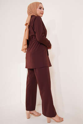 Bel Büzgülü Hırkalı İkili Takım Kahve - İKİLİ TAKIM