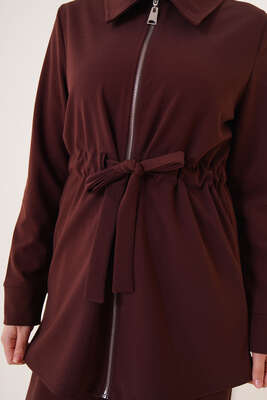 Bel Büzgülü Hırkalı İkili Takım Kahve - İKİLİ TAKIM