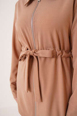 Bel Büzgülü Hırkalı İkili Takım Latte - İKİLİ TAKIM