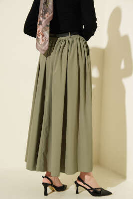 Bel Büzgülü Kemerli Cepli Etek Çağla Yeşili - Etek