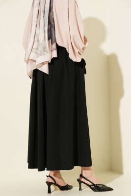  Bel Büzgülü Kemerli Cepli Etek Siyah - Etek