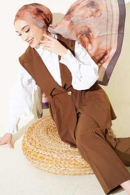 Bel Büzgülü Yelekli İki Takım Taba - TABLO FASHİON