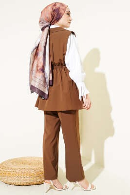 Bel Büzgülü Yelekli İki Takım Taba - İkili Takım