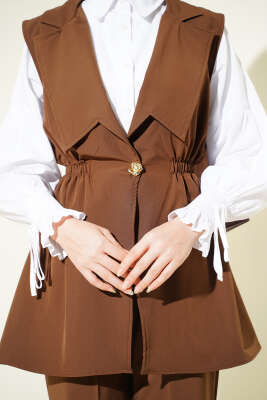 Bel Büzgülü Yelekli İki Takım Taba - İkili Takım