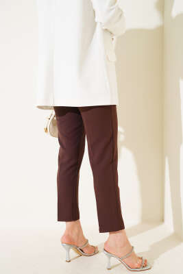 Bel Çımalı Dar Paça Kumaş Pantolon Kahve - 300-500 TL Ürünler