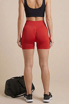 Bel Dikişli Sporcu Şort Kırmızı - Spor Şort