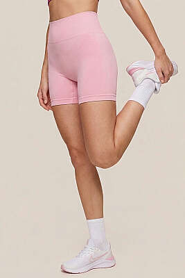 Bel Dikişli Sporcu Şort Pembe - Spor Şort