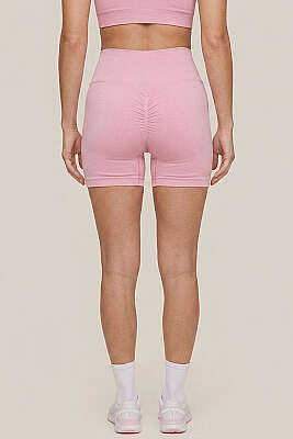 Bel Dikişli Sporcu Şort Pembe - Spor Şort